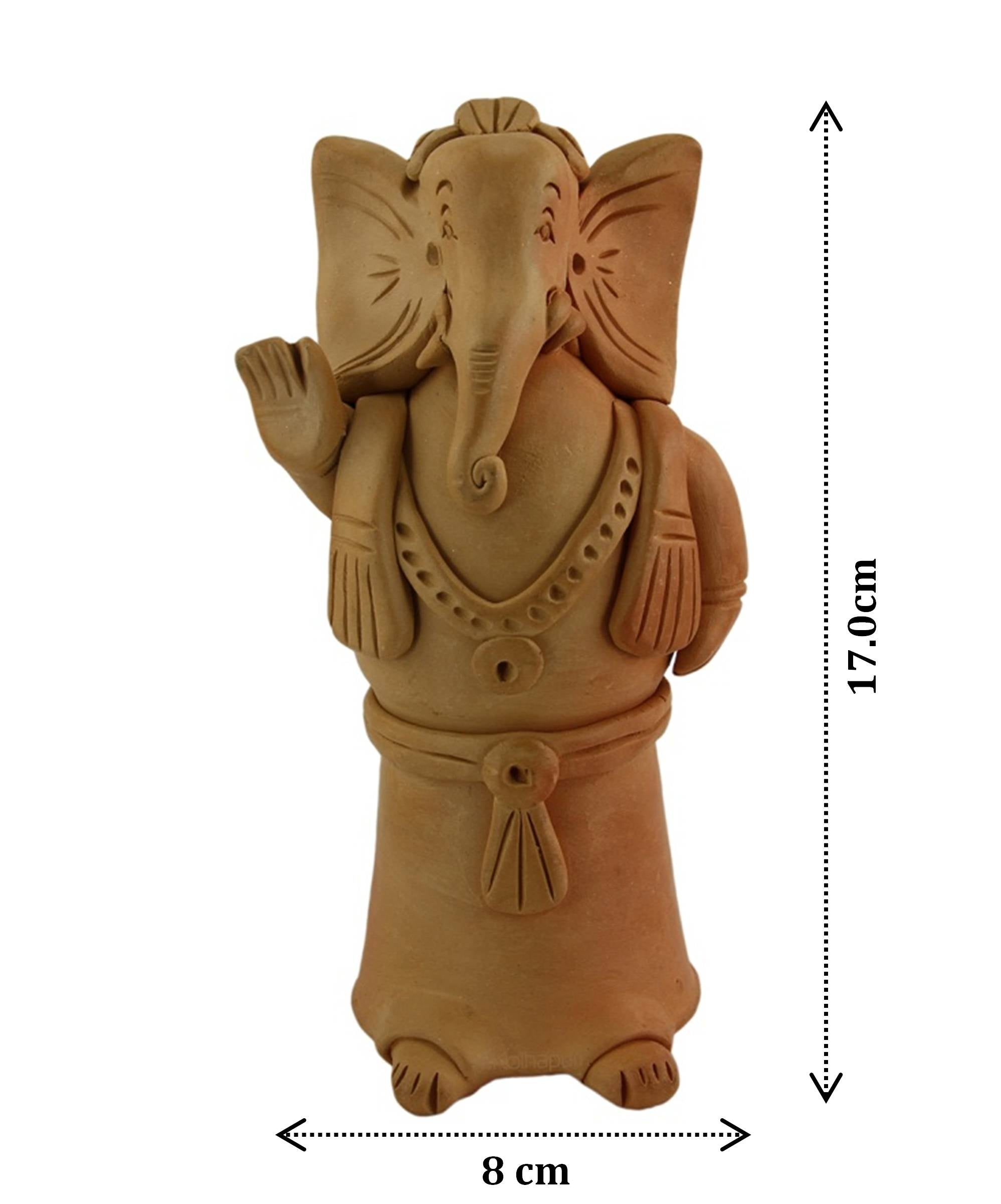 Beige Standing Natural Colored Ganapati Idol