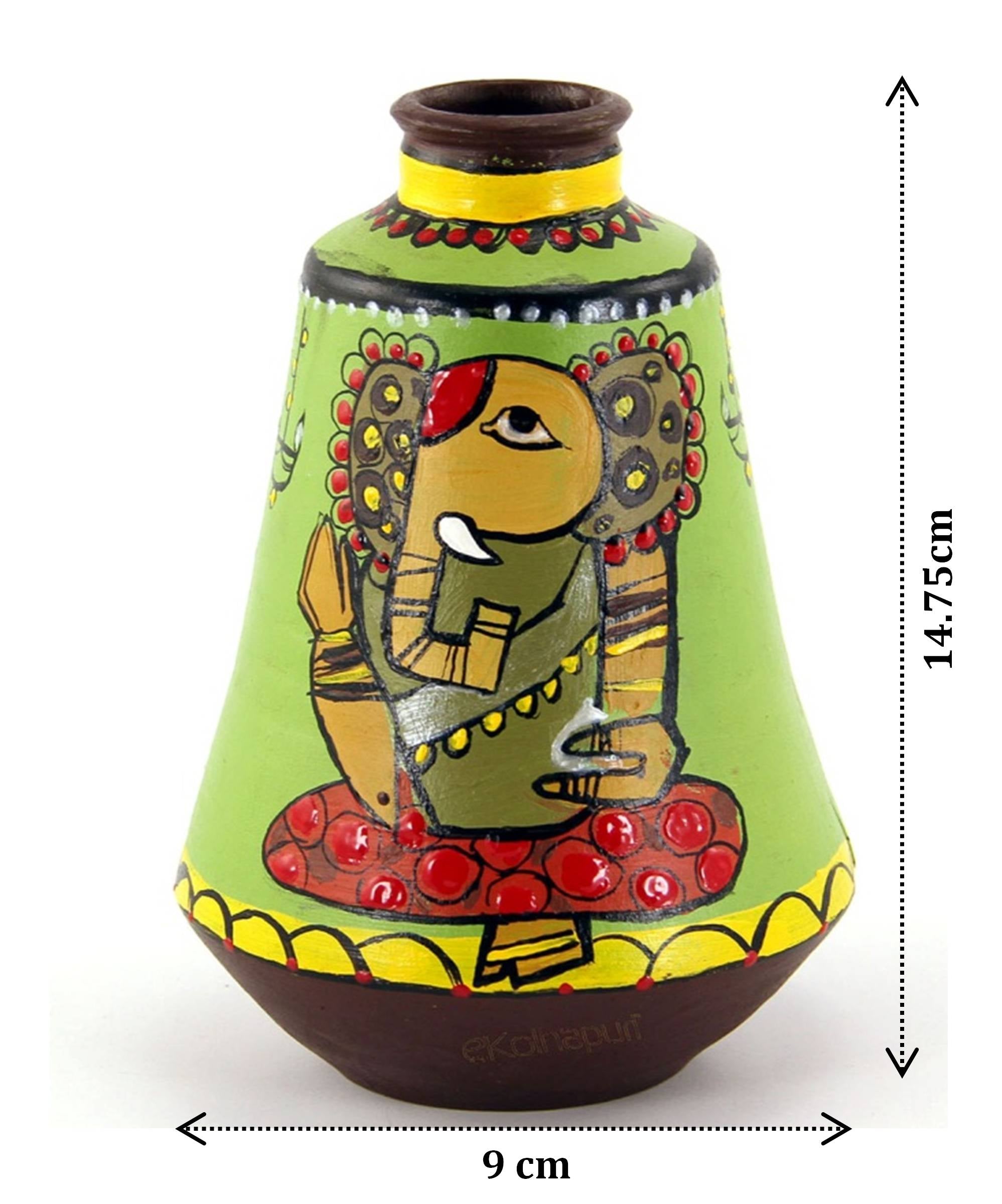 Multicolor Terracotta Vase With Ganapati Painting