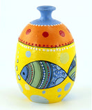 Pot with Blue Fish Paintings - Multicolor