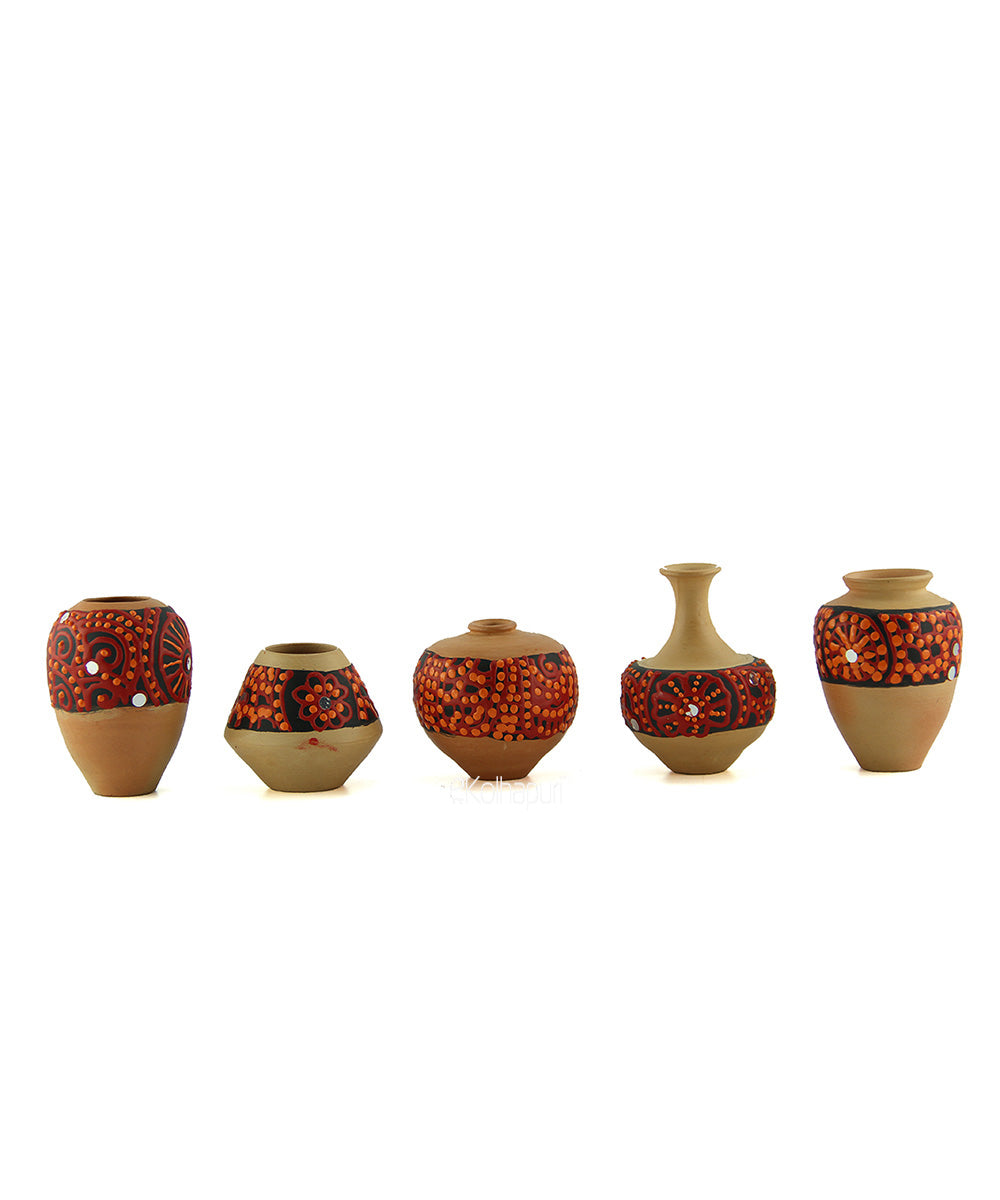 Handpainted Terracotta Pot Miniatures with Wooden Frame