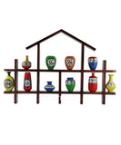 Wall Hanging Terracotta Multicolor Miniature Pot With Wooden Frame