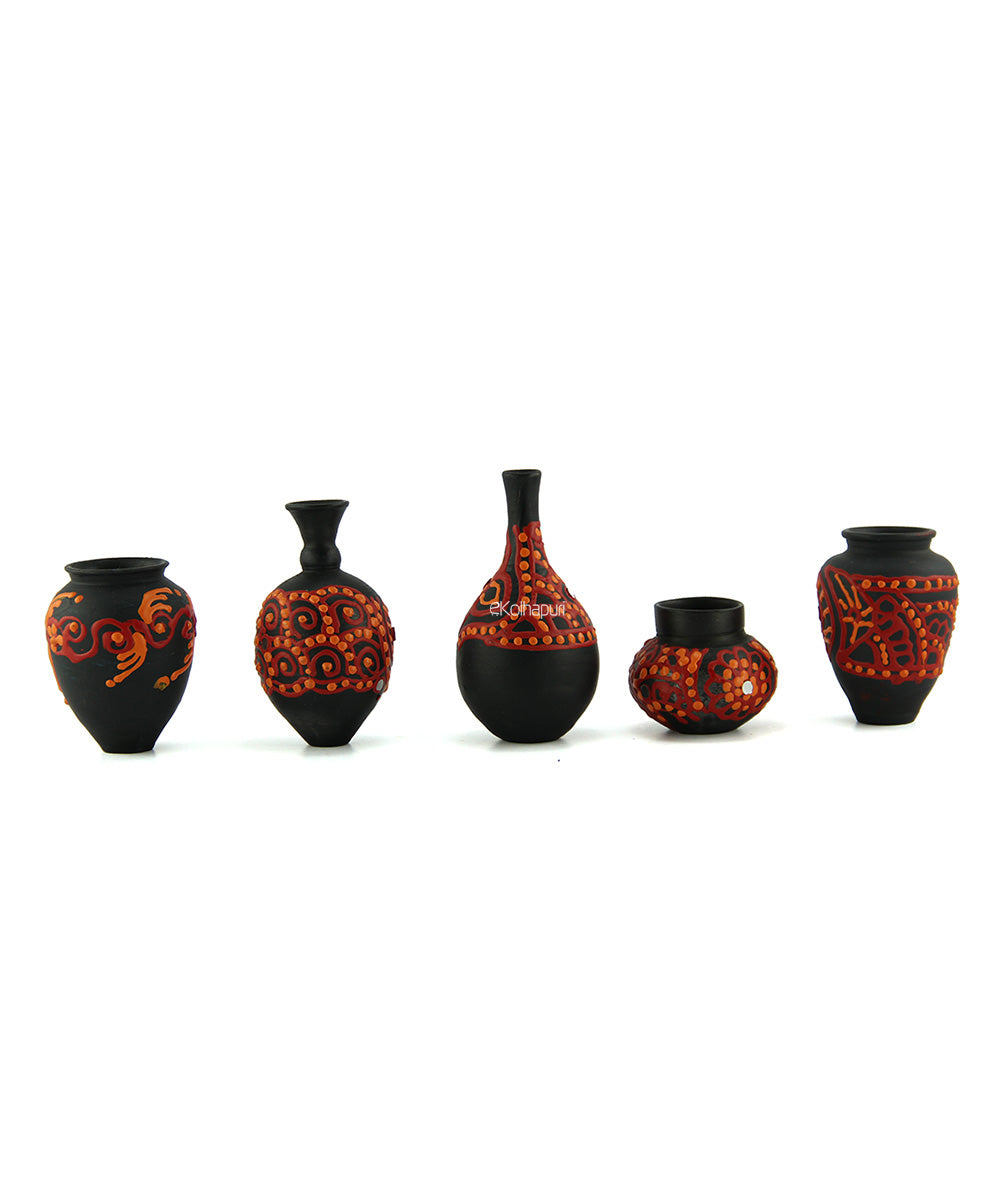 Wall Hanging Terracotta Miniature Pots With Wooden Frame