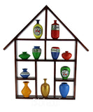 Terracotta Pots With Wall Hanging Home Shaped Wooden Frame