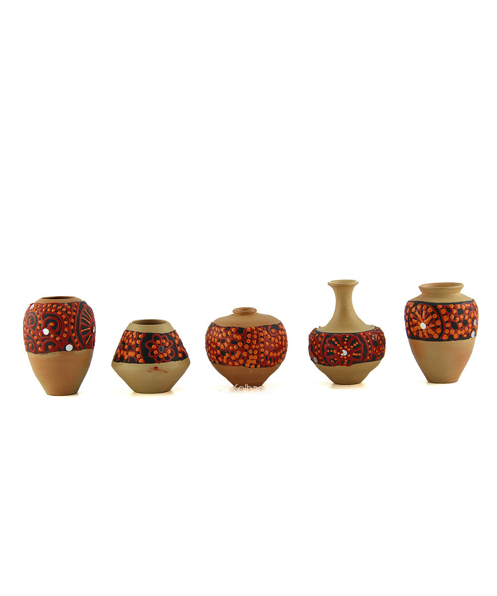 Wall Hanging Terracotta Multicolor Pots With Wooden Frame